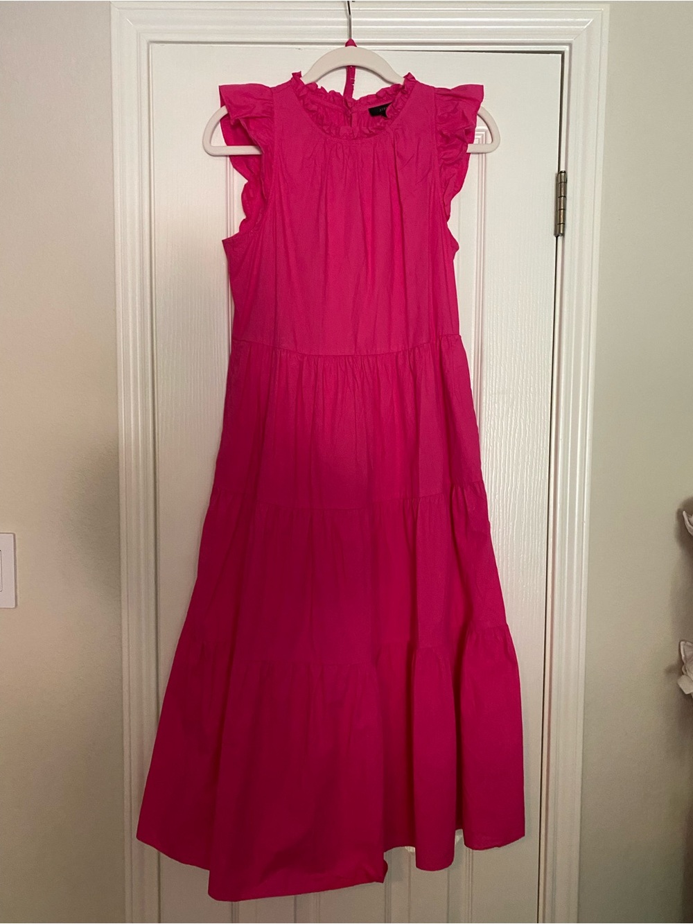 Pink Sleeveless Ruffle Tiered Dress